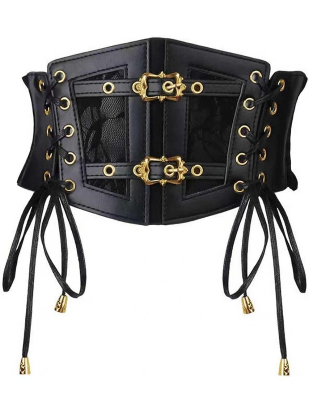 Vintage Lace-Up Underbust Corset Belt for Women - Elastic Wide Costume Accessory